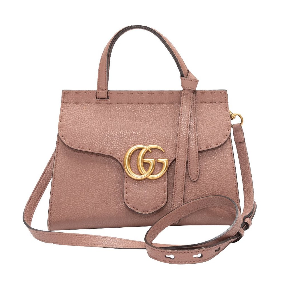 Mauve Gucci Marmont Top Handle Crossbody Bag